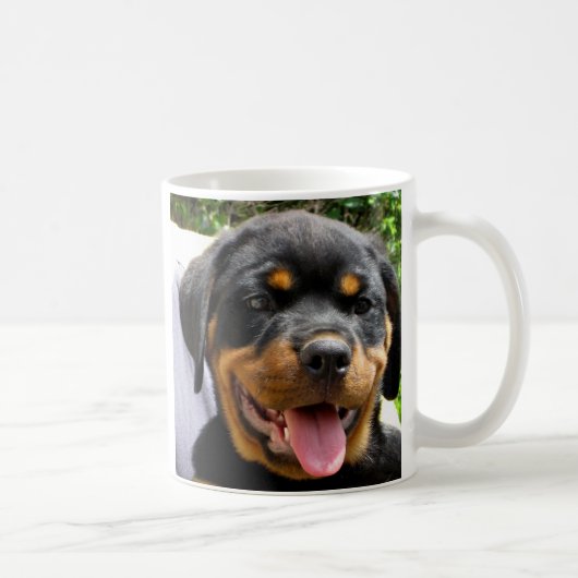 Rottweiler puppy gezicht Hond Schattige Koffiemok (Rechts)