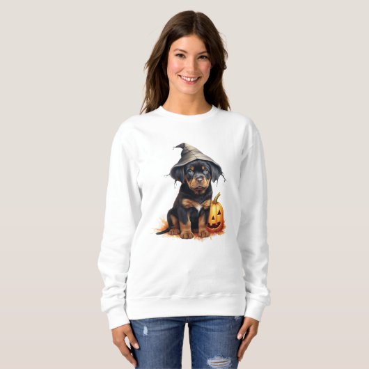 Rottweiler Puppy Halloween Sweatshirt (Voorkant volledig)