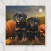 Rottweiler Puppy Herfst Delight Pompoen Bedankjes Labels (Achterkant)
