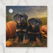 Rottweiler Puppy Herfst Delight Pompoen Bedankjes Labels (Voorkant)