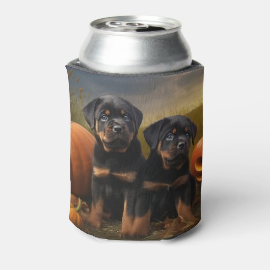Rottweiler Puppy Herfst Delight Pompoen Blikjeskoeler (Blikje Achterkant)