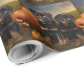 Rottweiler Puppy Herfst Delight Pompoen Cadeaupapier (Rol Hoek)