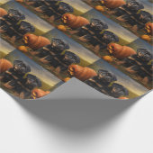 Rottweiler Puppy Herfst Delight Pompoen Cadeaupapier (Hoek)