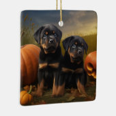 Rottweiler Puppy Herfst Delight Pompoen Keramisch Ornament (Rechts)
