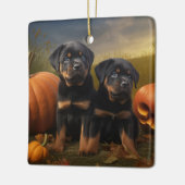 Rottweiler Puppy Herfst Delight Pompoen Keramisch Ornament (Links)