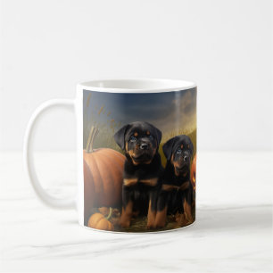 Rottweiler Puppy Herfst Delight Pompoen Koffiemok