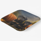 Rottweiler Puppy Herfst Delight Pompoen Papieren Bordje (Gebogen)