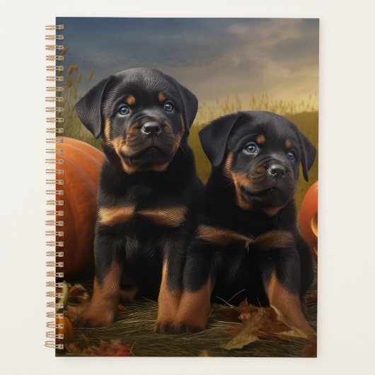 Rottweiler Puppy Herfst Delight Pompoen Planner (Voorkant)