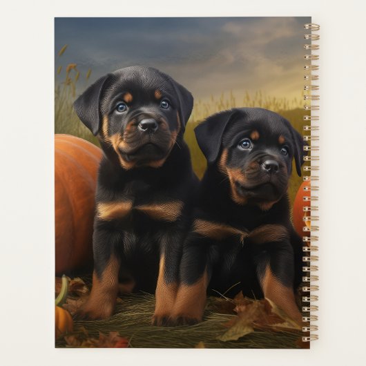 Rottweiler Puppy Herfst Delight Pompoen Planner (Achterkant)