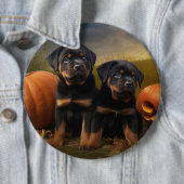 Rottweiler Puppy Herfst Delight Pompoen Ronde Button 6,0 Cm (In situ)
