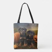 Rottweiler Puppy Herfst Delight Pompoen Tote Bag (Achterkant)