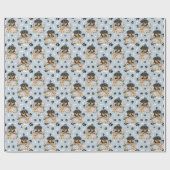 Rottweiler Puppy in Bloemen Basket Paw Print Cadeaupapier (Vlak)