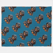 Rottweiler Puppy in capuchontrui Fleece Deken (Voorkant (Horizontaal))