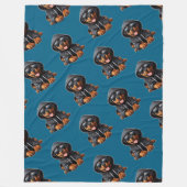 Rottweiler Puppy in Hooded Sweatshirt Fleece Deken (Voorkant)