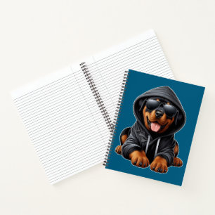 Rottweiler Puppy in Hooded Sweatshirt Notitieboek