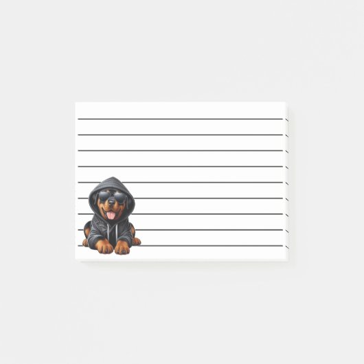 Rottweiler Puppy in Hooded Sweatshirt Post-it® Notes (Voorkant)