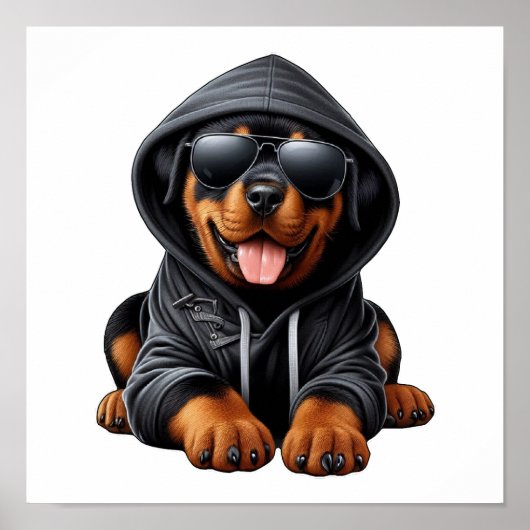 Rottweiler Puppy in Hooded Sweatshirt Poster (Voorkant)