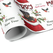 Rottweiler Puppy in kerstcadeautas Cadeaupapier (Rol Hoek)