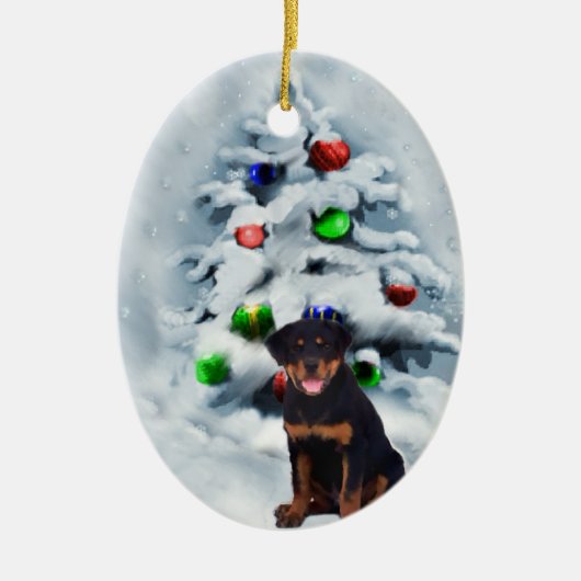 Rottweiler Puppy kerstcadeaus Ornamenten (Voorkant)