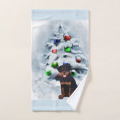 Rottweiler Puppy Kerstmis Bad Handdoek (Handdoek)