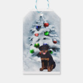 Rottweiler Puppy Kerstmis Cadeaulabel (Achterkant)