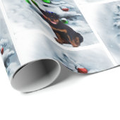 Rottweiler Puppy Kerstmis Cadeaupapier (Rol Hoek)