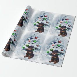 Rottweiler Puppy Kerstmis Cadeaupapier