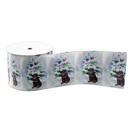 Rottweiler Puppy Kerstmis Grosgrain Lint