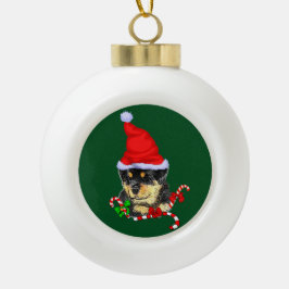 Rottweiler Puppy Kerstmis Keramische Bal Ornament