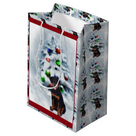 Rottweiler Puppy Kerstmis Medium Cadeauzakje