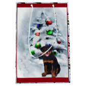 Rottweiler Puppy Kerstmis Medium Cadeauzakje (Voorkant)