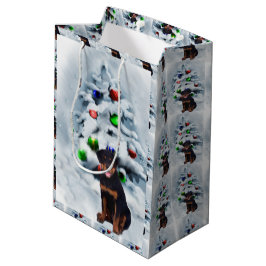 Rottweiler Puppy Kerstmis Medium Cadeauzakje