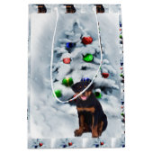 Rottweiler Puppy Kerstmis Medium Cadeauzakje (Voorkant)