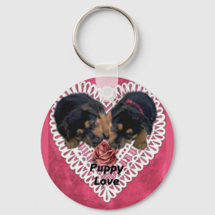 Rottweiler Puppy Love Valentijns Sleutelhanger