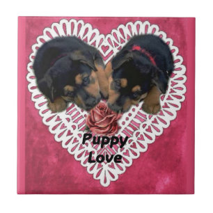 Rottweiler Puppy Love Valentijns Tegeltje