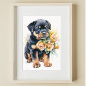 Rottweiler Puppy Pet Waterverf Vloer Poster