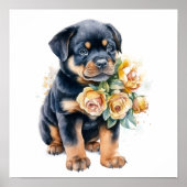 Rottweiler Puppy Pet Waterverf Vloer Poster (Voorkant)