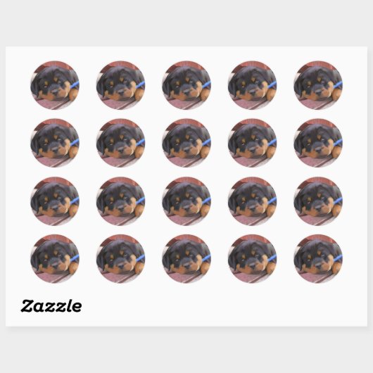 Rottweiler Puppy Ronde Sticker (Vel)