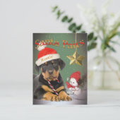 Rottweiler Puppy Santa Paws kaarten Feestdagenkaart (Staand voorkant)