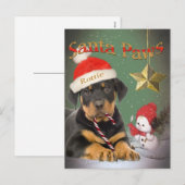 Rottweiler Puppy Santa Paws kaarten Feestdagenkaart (Voorkant / Achterkant)