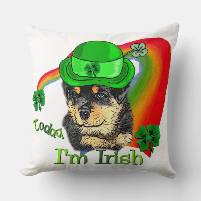 Rottweiler Puppy St. Pattys Kussen (Voorkant)