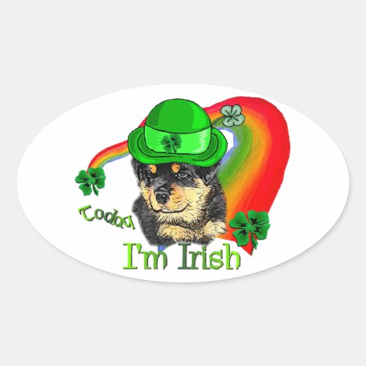 Rottweiler Puppy St. Pattys Ovale Sticker (Voorkant)