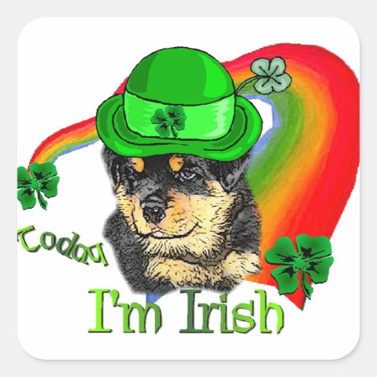 Rottweiler Puppy St. Pattys Vierkante Sticker (Voorkant)
