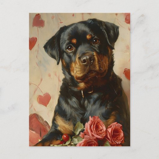 Rottweiler Puppy Valentijnsdag  Briefkaart (Voorkant)