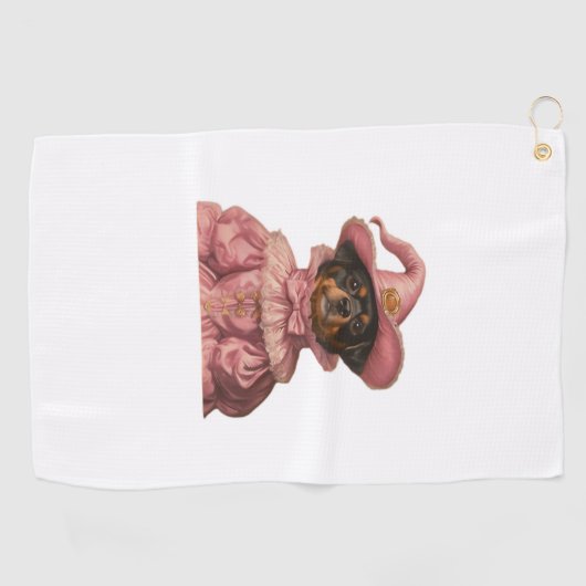 Rottweiler Puppy Verkleed als een roze heks - Scha Golfhanddoek (Horizontaal)