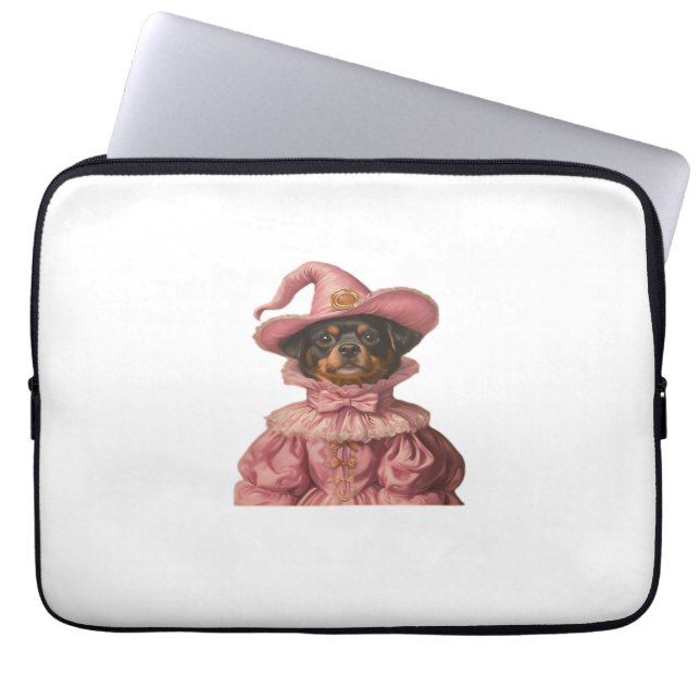 Rottweiler Puppy Verkleed als een roze heks - Scha Laptop Sleeve (Voorkant)