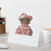 Rottweiler Puppy Verkleed als een roze heks - Scha Reclamebord Met Voetstuk (Insitu)