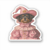 Rottweiler Puppy Verkleed als een roze heks - Scha Sticker (Voorkant)