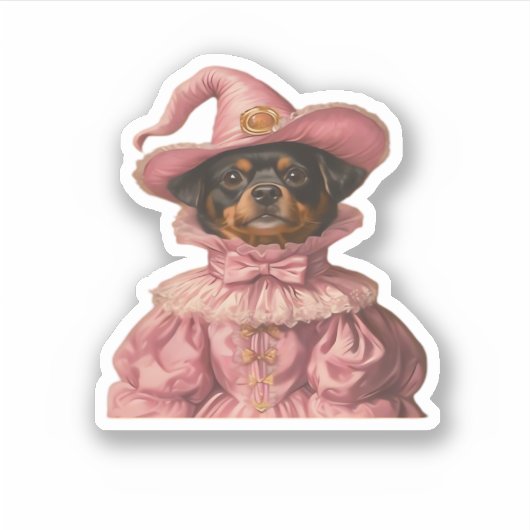 Rottweiler Puppy Verkleed als een roze heks - Scha Sticker (Voorkant)