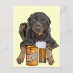 Rottweiler raak mijn bier niet aan briefkaart